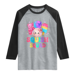 Squish Squad Kawaii Glitter Dumpling and Candy Graphic Raglan Shirt Cute Gummy Bear Popsicle