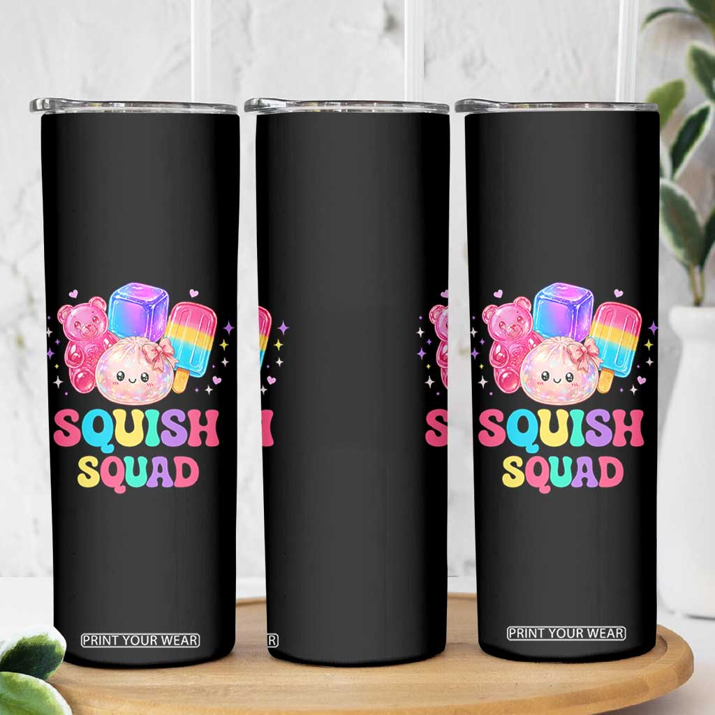 Squish Squad Kawaii Glitter Dumpling and Candy Graphic Skinny Tumbler Cute Gummy Bear Popsicle