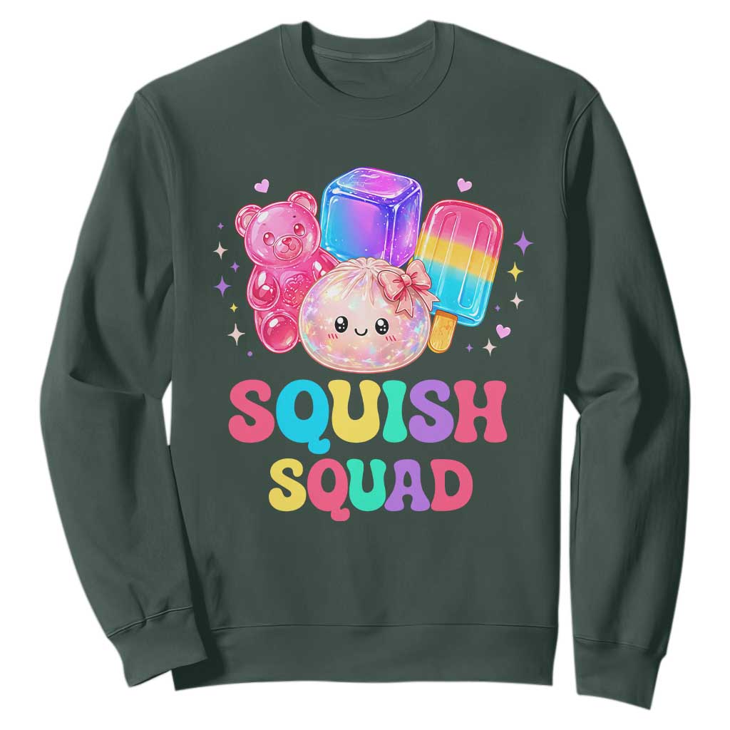 Squish Squad Kawaii Glitter Dumpling and Candy Graphic Sweatshirt Cute Gummy Bear Popsicle