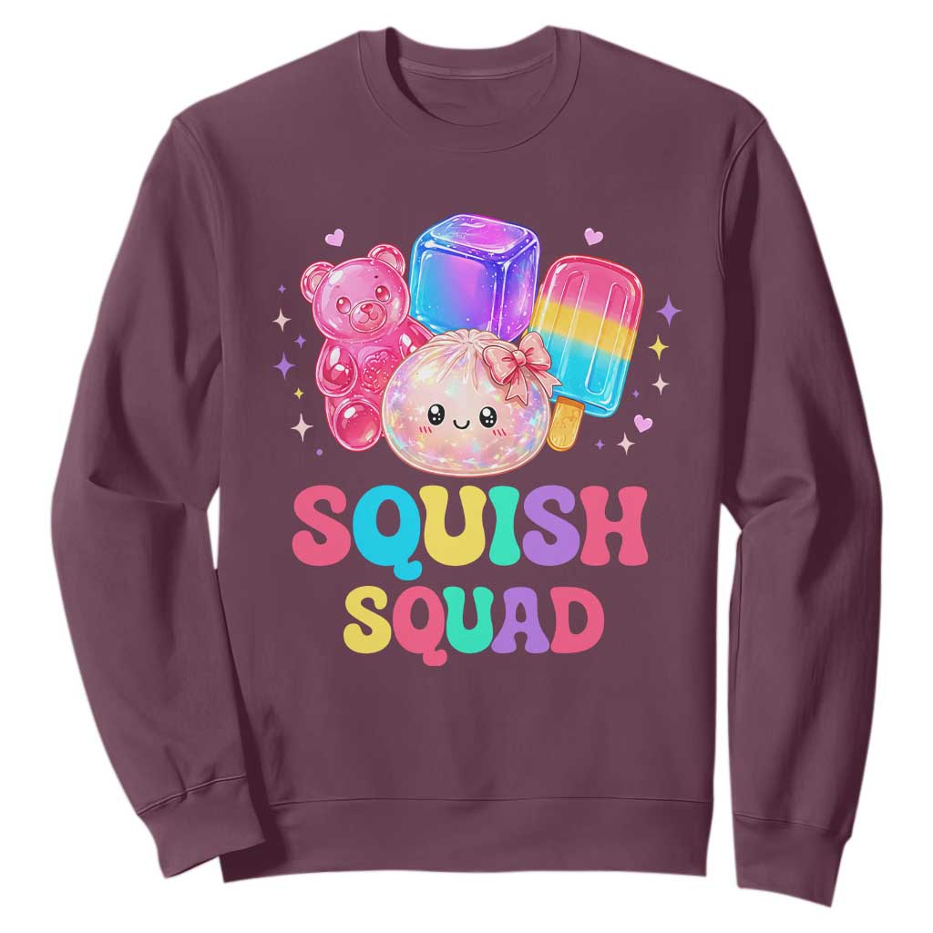 Squish Squad Kawaii Glitter Dumpling and Candy Graphic Sweatshirt Cute Gummy Bear Popsicle