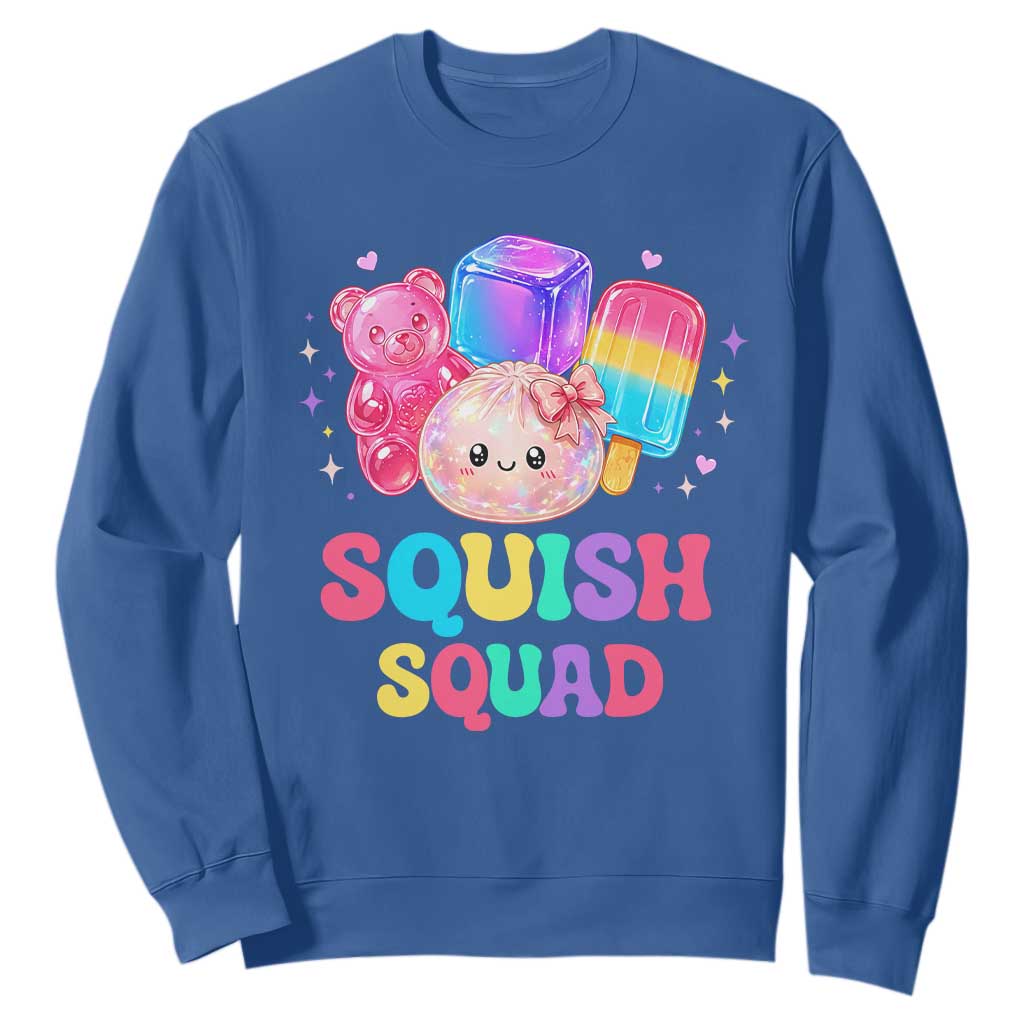 Squish Squad Kawaii Glitter Dumpling and Candy Graphic Sweatshirt Cute Gummy Bear Popsicle
