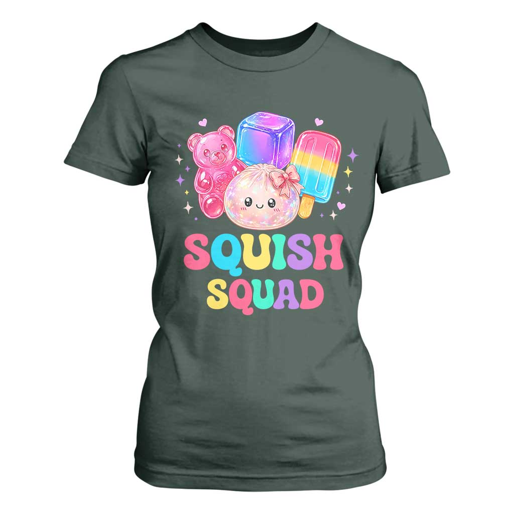 Squish Squad Kawaii Glitter Dumpling and Candy Graphic T Shirt For Women Cute Gummy Bear Popsicle