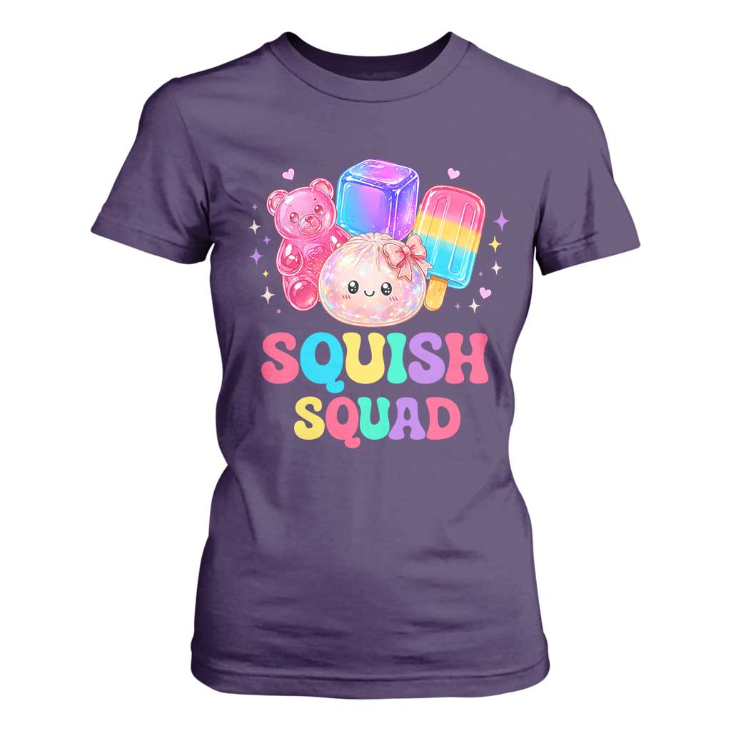 Squish Squad Kawaii Glitter Dumpling and Candy Graphic T Shirt For Women Cute Gummy Bear Popsicle