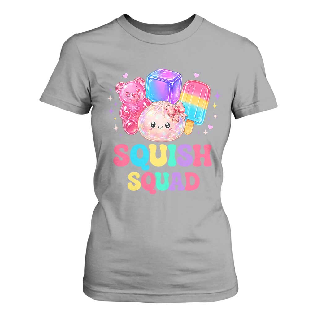 Squish Squad Kawaii Glitter Dumpling and Candy Graphic T Shirt For Women Cute Gummy Bear Popsicle