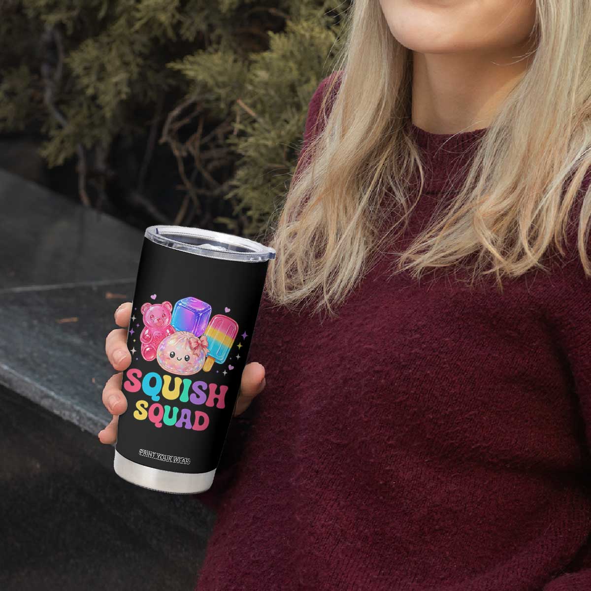 Squish Squad Kawaii Glitter Dumpling and Candy Graphic Tumbler Cup Cute Gummy Bear Popsicle