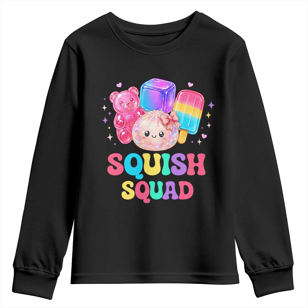 Squish Squad Kawaii Glitter Dumpling and Candy Graphic Youth Sweatshirt Cute Gummy Bear Popsicle TS02 Black Print Your Wear