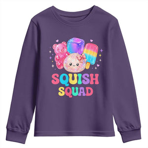 Squish Squad Kawaii Glitter Dumpling and Candy Graphic Youth Sweatshirt Cute Gummy Bear Popsicle