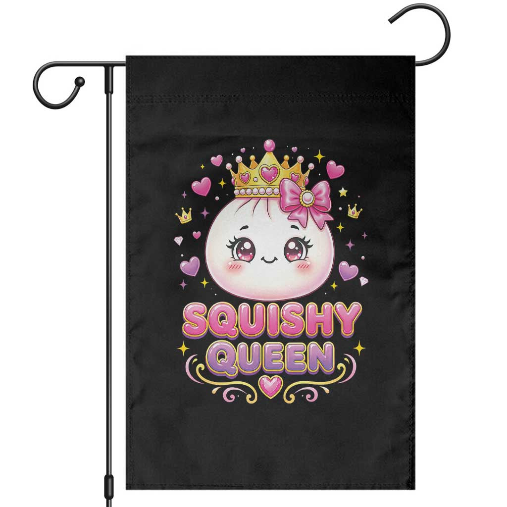 Squishy Queen Kawaii Glitter Dumpling Graphic Garden Flag Cute Tiara Crown and Pink Bow TS02 Black Print Your Wear