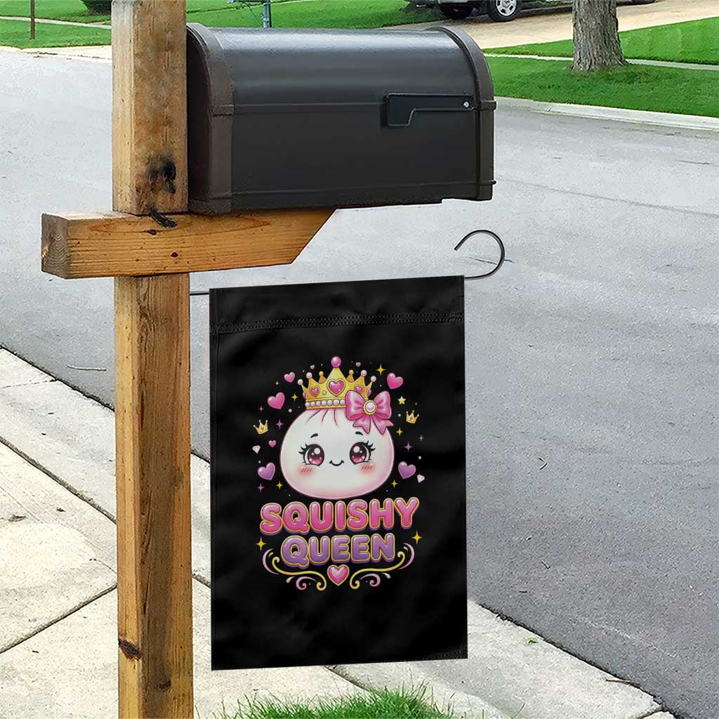 Squishy Queen Kawaii Glitter Dumpling Graphic Garden Flag Cute Tiara Crown and Pink Bow