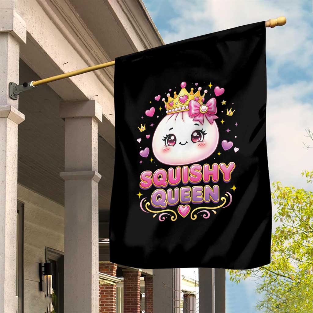 Squishy Queen Kawaii Glitter Dumpling Graphic Garden Flag Cute Tiara Crown and Pink Bow