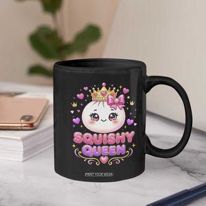 Squishy Queen Kawaii Glitter Dumpling Graphic Coffee Mug Cute Tiara Crown and Pink Bow