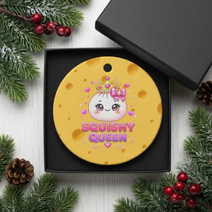 Squishy Queen Kawaii Glitter Dumpling Graphic Ceramic Ornament Cute Tiara Crown and Pink Bow