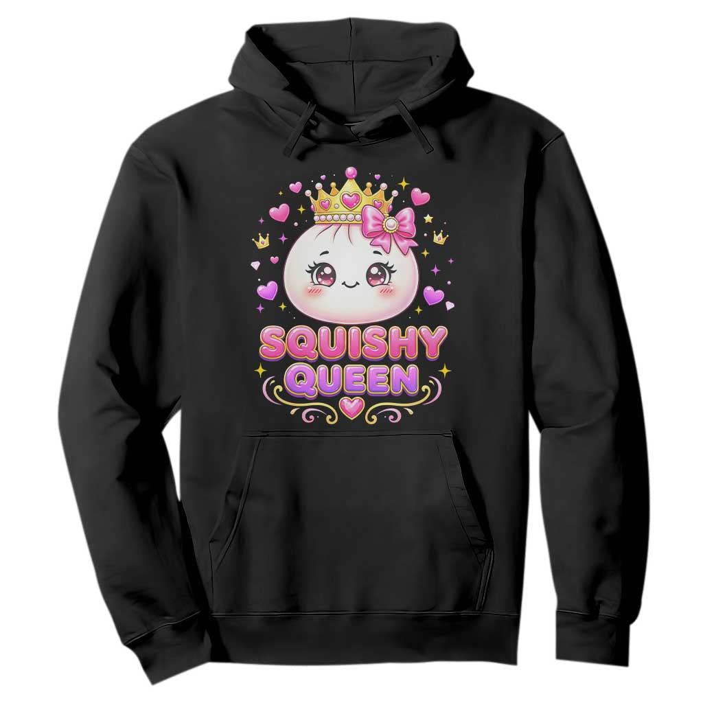 Squishy Queen Kawaii Glitter Dumpling Graphic Hoodie Cute Tiara Crown and Pink Bow
