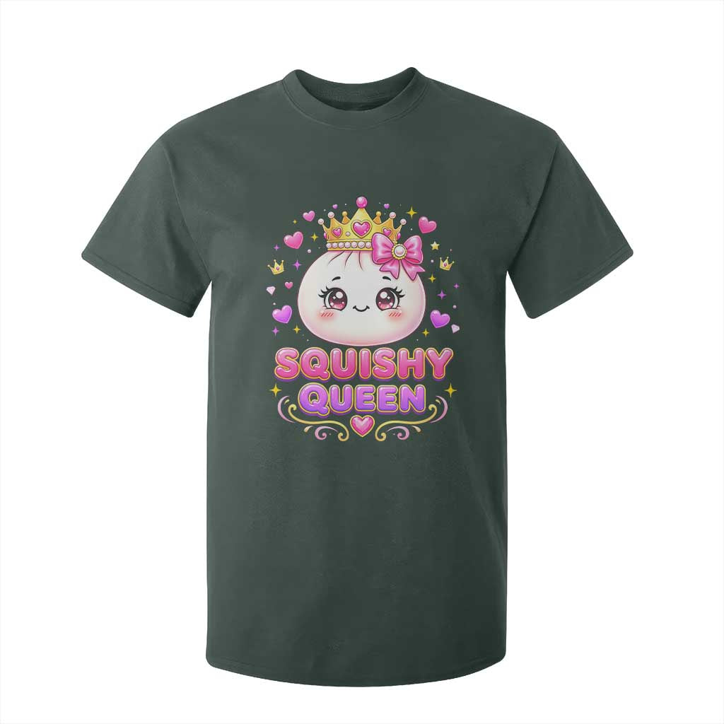 Squishy Queen Kawaii Glitter Dumpling Graphic T Shirt For Kid Cute Tiara Crown and Pink Bow