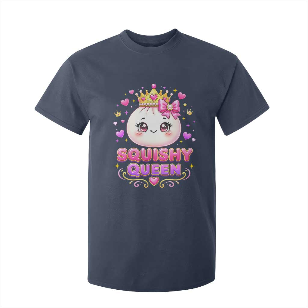 Squishy Queen Kawaii Glitter Dumpling Graphic T Shirt For Kid Cute Tiara Crown and Pink Bow