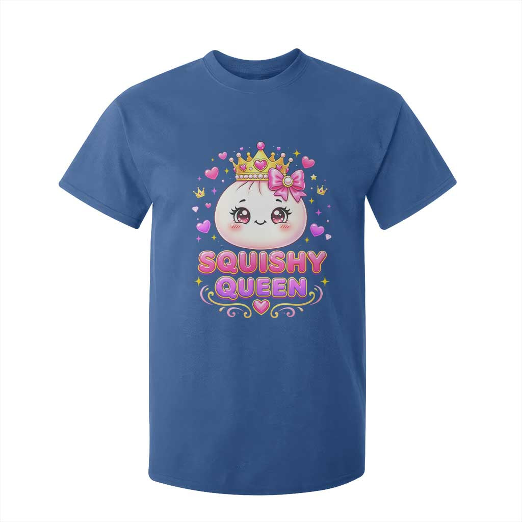 Squishy Queen Kawaii Glitter Dumpling Graphic T Shirt For Kid Cute Tiara Crown and Pink Bow