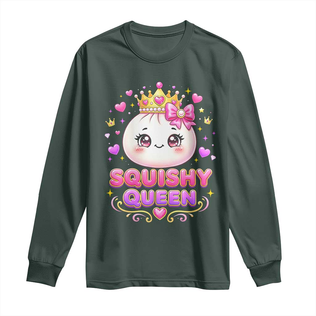 Squishy Queen Kawaii Glitter Dumpling Graphic Long Sleeve Shirt Cute Tiara Crown and Pink Bow