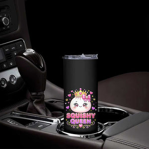 Squishy Queen Kawaii Glitter Dumpling Graphic Skinny Tumbler Cute Tiara Crown and Pink Bow