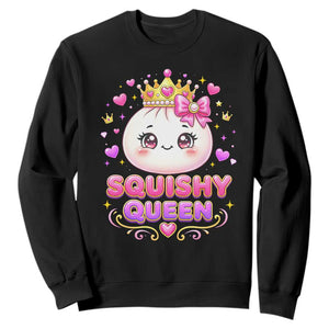 Squishy Queen Kawaii Glitter Dumpling Graphic Sweatshirt Cute Tiara Crown and Pink Bow