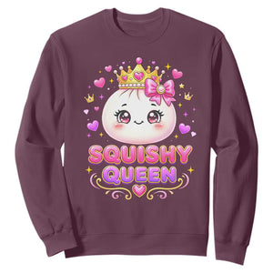 Squishy Queen Kawaii Glitter Dumpling Graphic Sweatshirt Cute Tiara Crown and Pink Bow