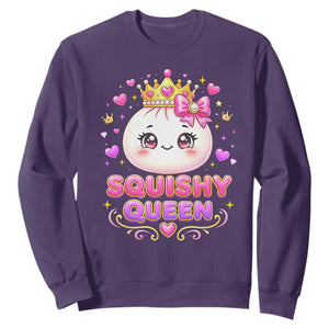 Squishy Queen Kawaii Glitter Dumpling Graphic Sweatshirt Cute Tiara Crown and Pink Bow