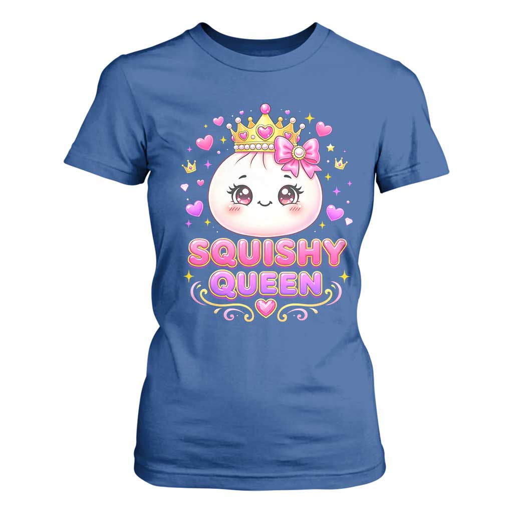 Squishy Queen Kawaii Glitter Dumpling Graphic T Shirt For Women Cute Tiara Crown and Pink Bow