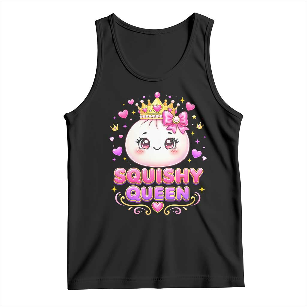 Squishy Queen Kawaii Glitter Dumpling Graphic Tank Top Cute Tiara Crown and Pink Bow