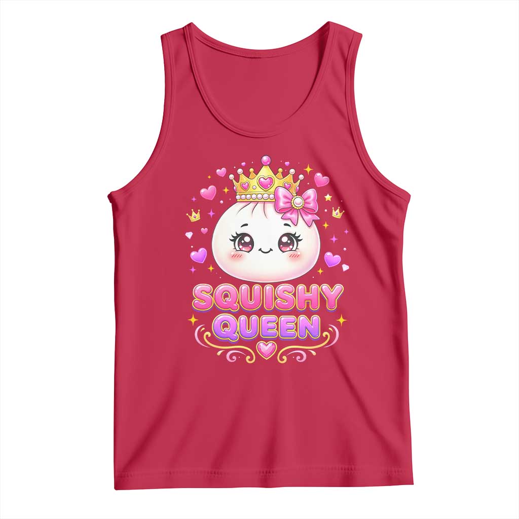 Squishy Queen Kawaii Glitter Dumpling Graphic Tank Top Cute Tiara Crown and Pink Bow