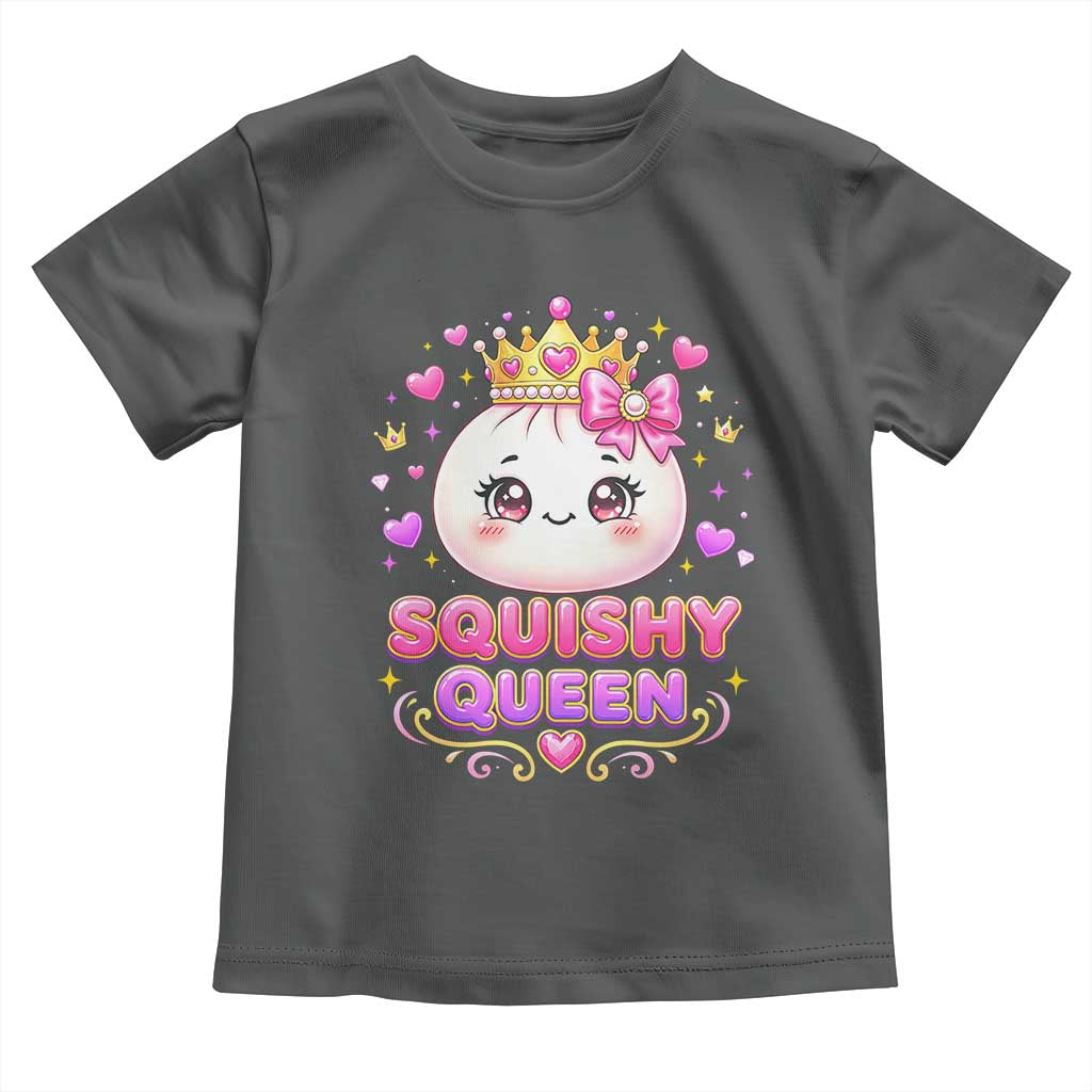 Squishy Queen Kawaii Glitter Dumpling Graphic Toddler T Shirt Cute Tiara Crown and Pink Bow
