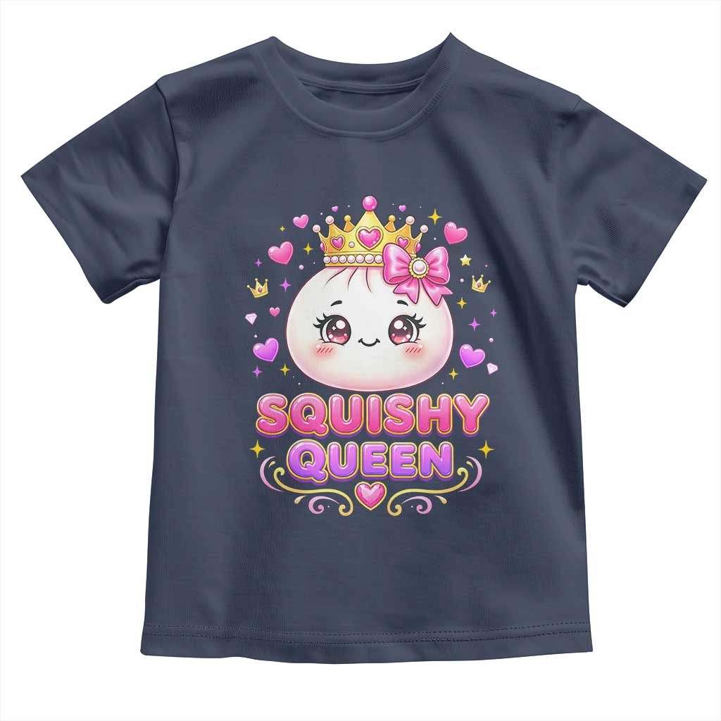 Squishy Queen Kawaii Glitter Dumpling Graphic Toddler T Shirt Cute Tiara Crown and Pink Bow