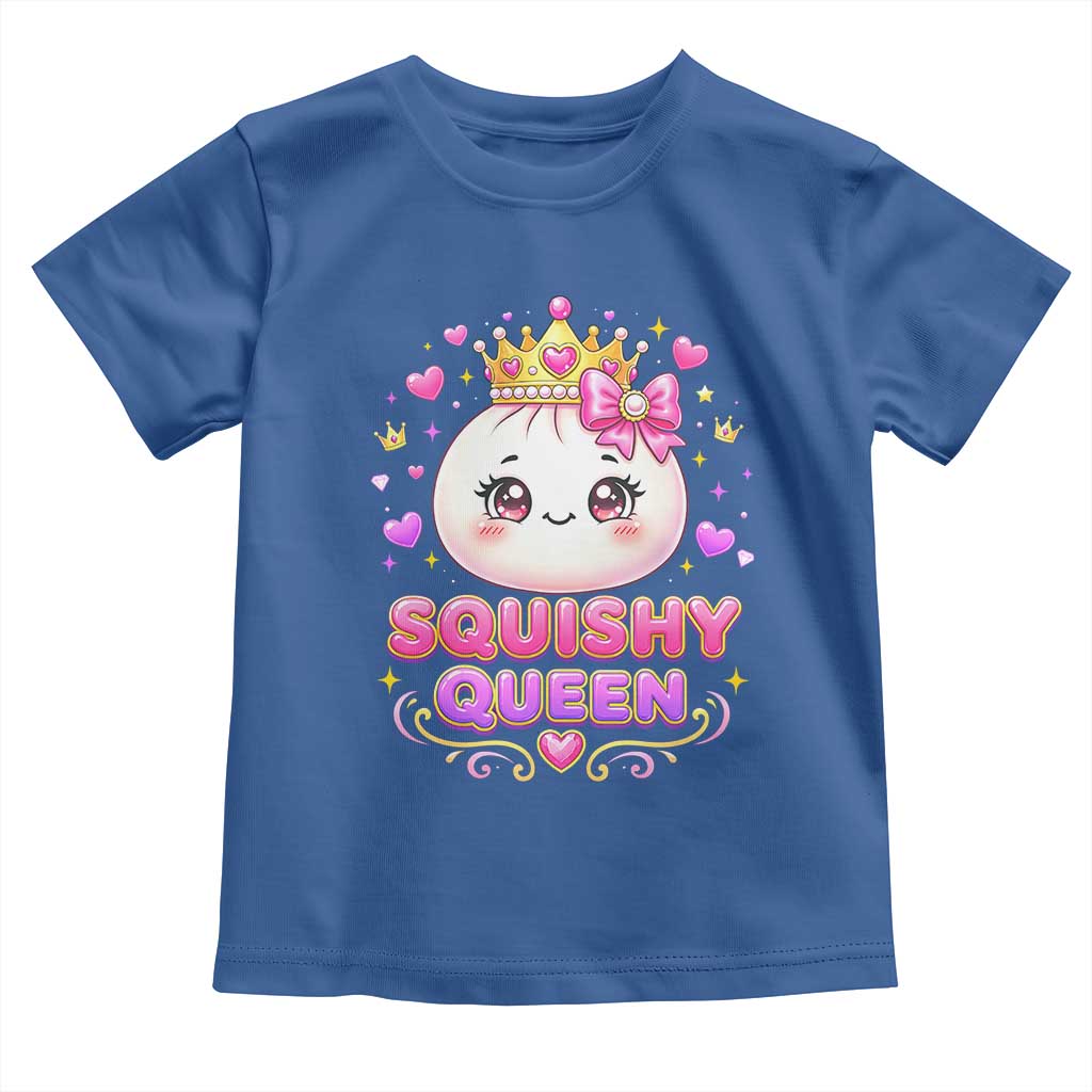 Squishy Queen Kawaii Glitter Dumpling Graphic Toddler T Shirt Cute Tiara Crown and Pink Bow