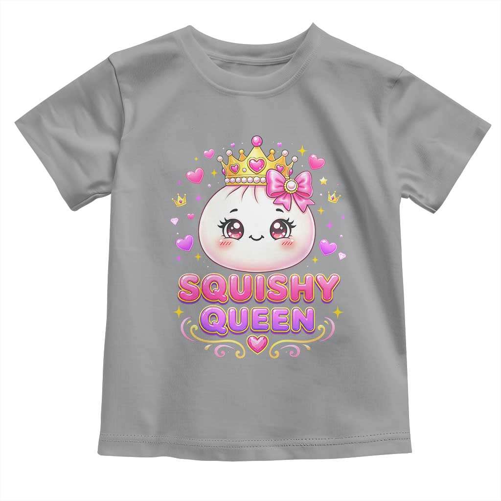 Squishy Queen Kawaii Glitter Dumpling Graphic Toddler T Shirt Cute Tiara Crown and Pink Bow