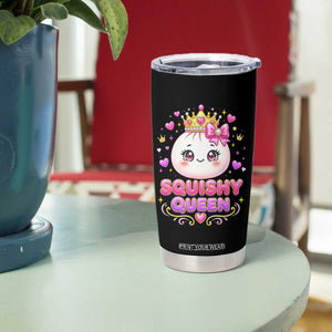 Squishy Queen Kawaii Glitter Dumpling Graphic Tumbler Cup Cute Tiara Crown and Pink Bow