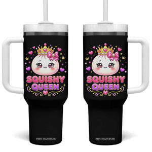 Squishy Queen Kawaii Glitter Dumpling Graphic Tumbler With Handle Cute Tiara Crown and Pink Bow
