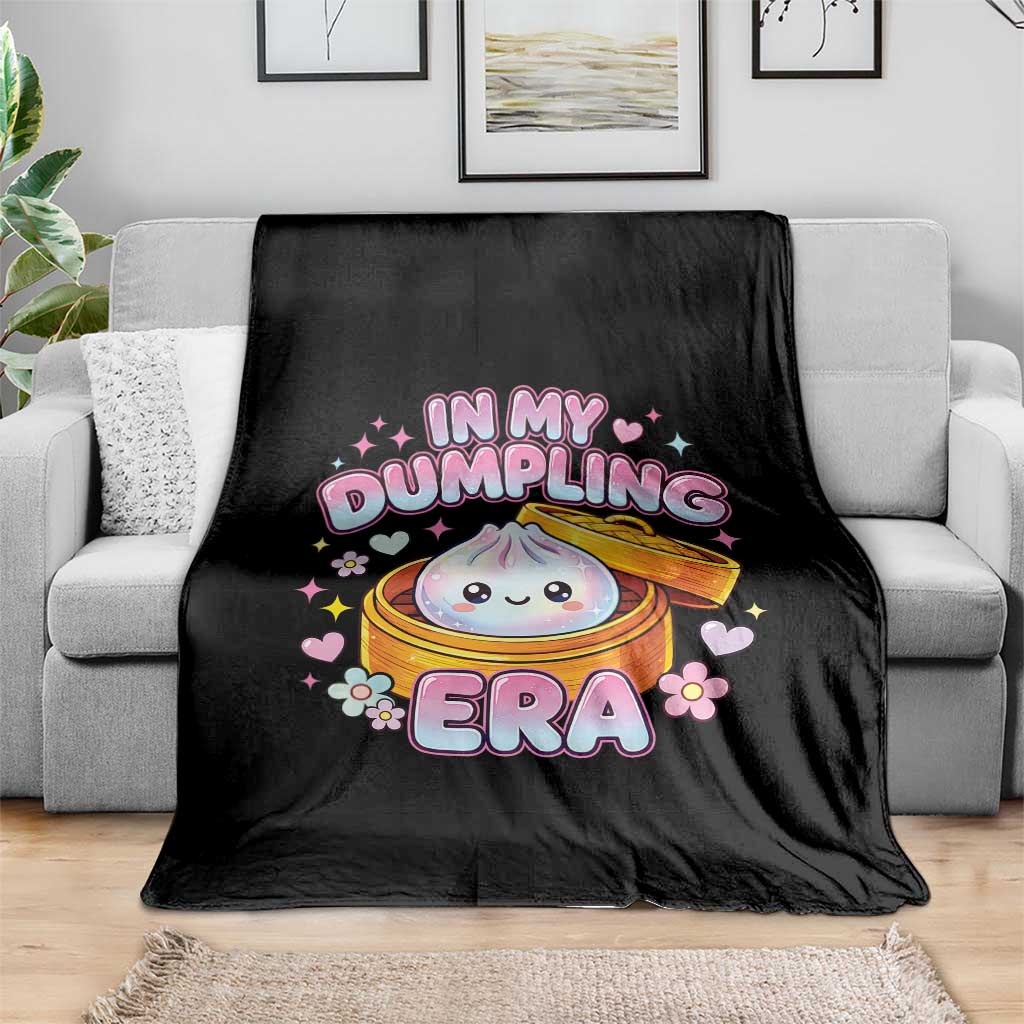 In My Dumpling Era Kawaii Pastel Graphic Throw Blanket Retro Groovy Glitter Bao Steamer Basket