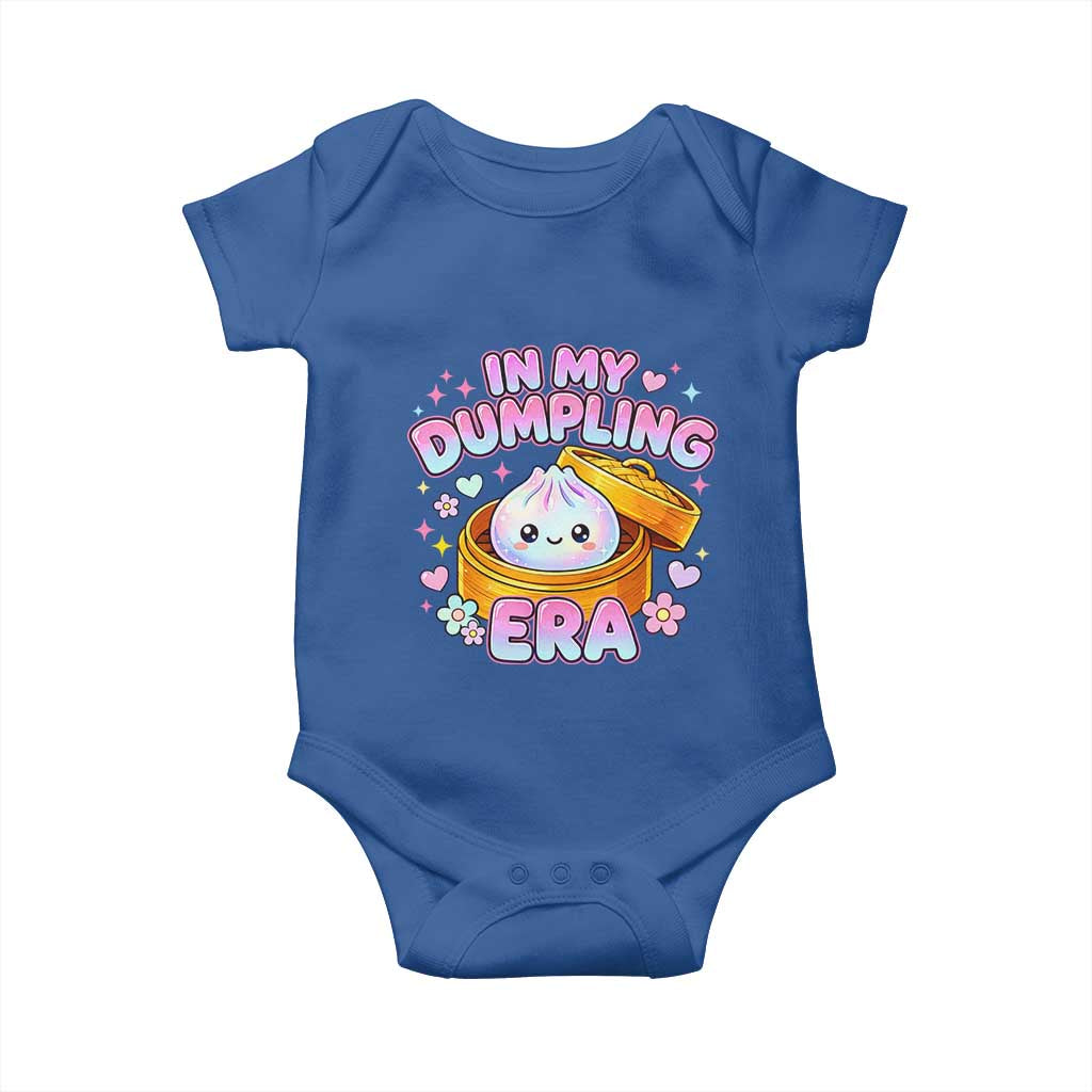In My Dumpling Era Kawaii Pastel Graphic Baby Onesie Retro Groovy Glitter Bao Steamer Basket