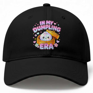In My Dumpling Era Kawaii Pastel Graphic Baseball Cap Retro Groovy Glitter Bao Steamer Basket
