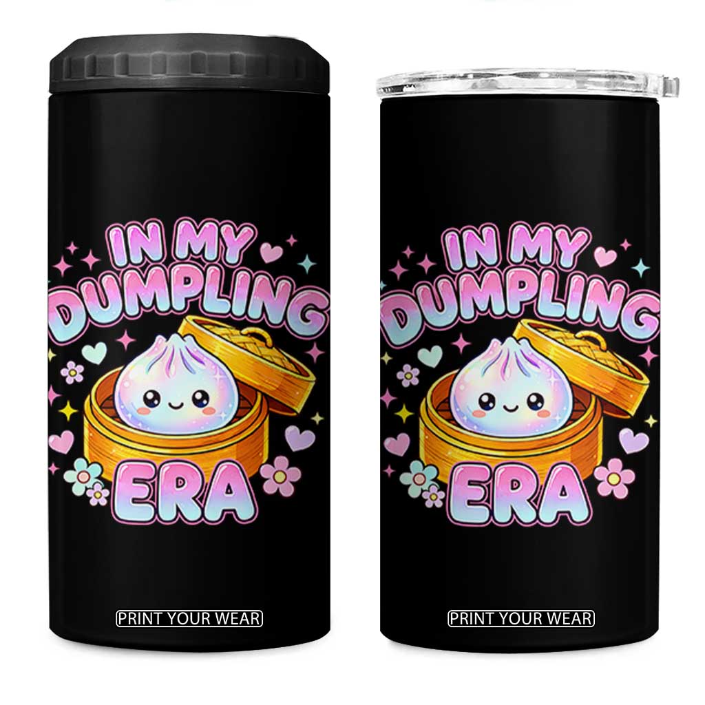 In My Dumpling Era Kawaii Pastel Graphic 4 in 1 Can Cooler Tumbler Retro Groovy Glitter Bao Steamer Basket