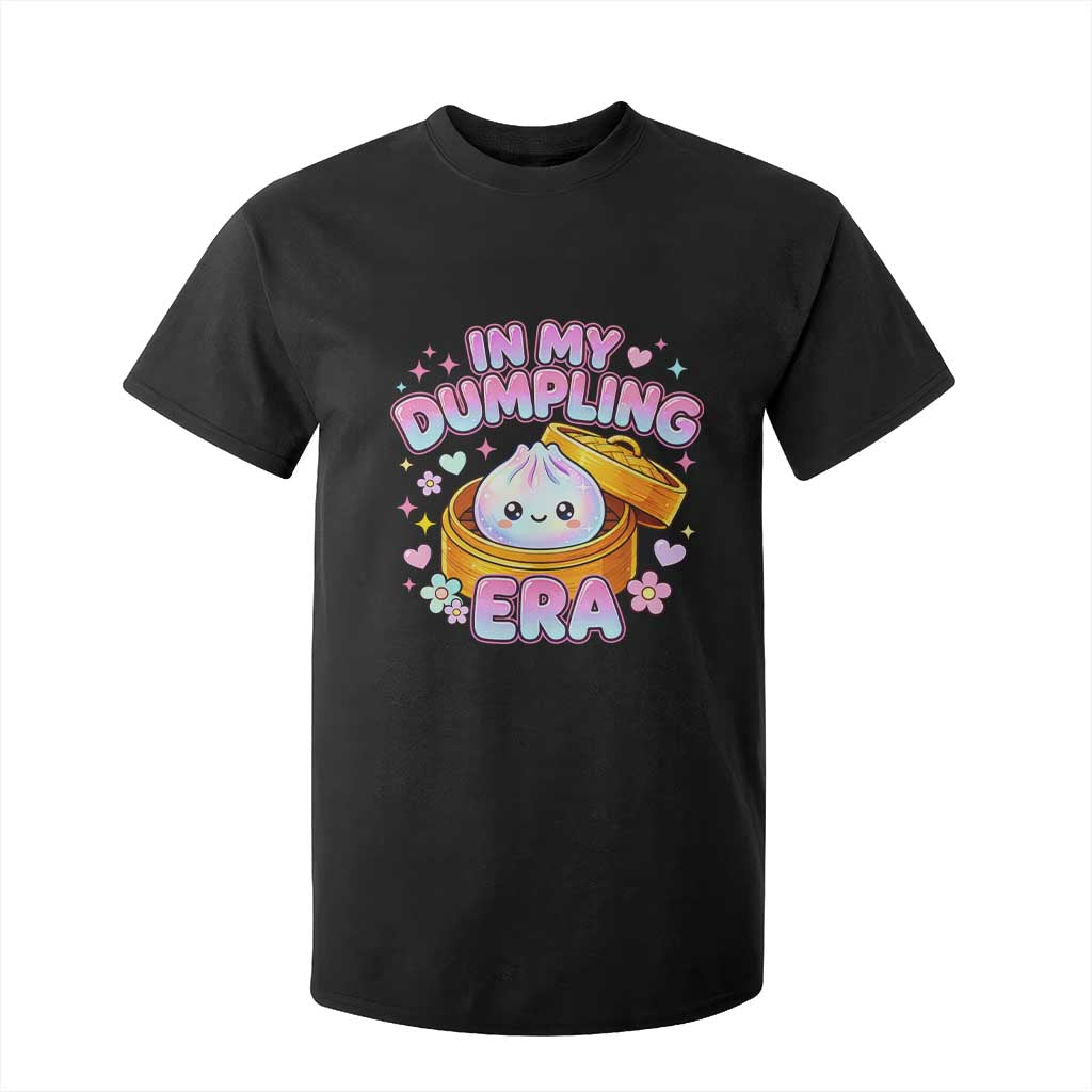In My Dumpling Era Kawaii Pastel Graphic T Shirt For Kid Retro Groovy Glitter Bao Steamer Basket