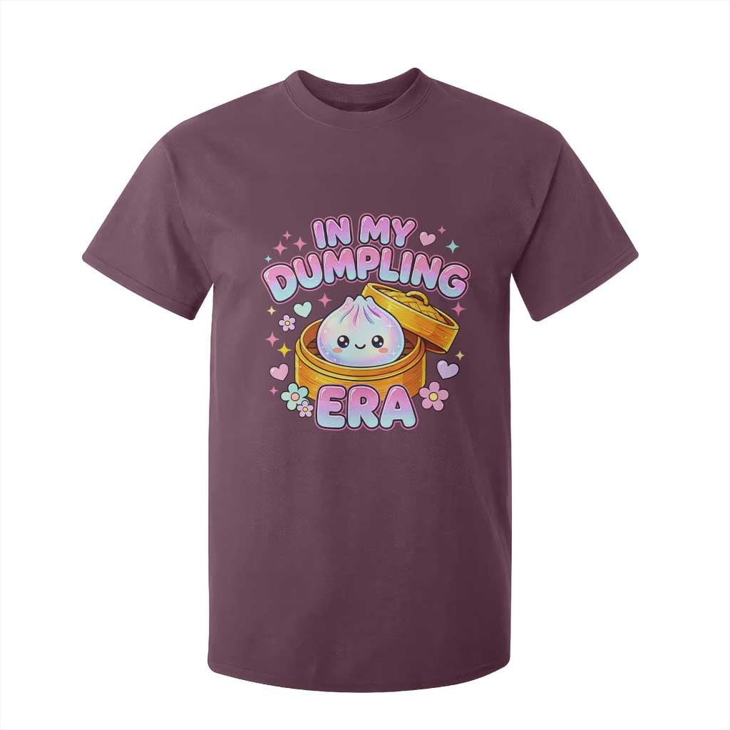 In My Dumpling Era Kawaii Pastel Graphic T Shirt For Kid Retro Groovy Glitter Bao Steamer Basket