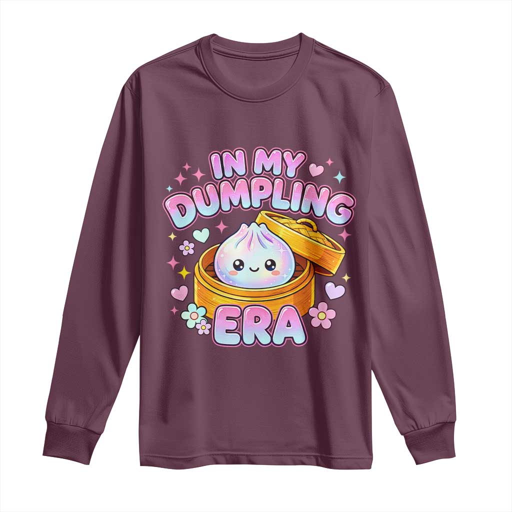 In My Dumpling Era Kawaii Pastel Graphic Long Sleeve Shirt Retro Groovy Glitter Bao Steamer Basket