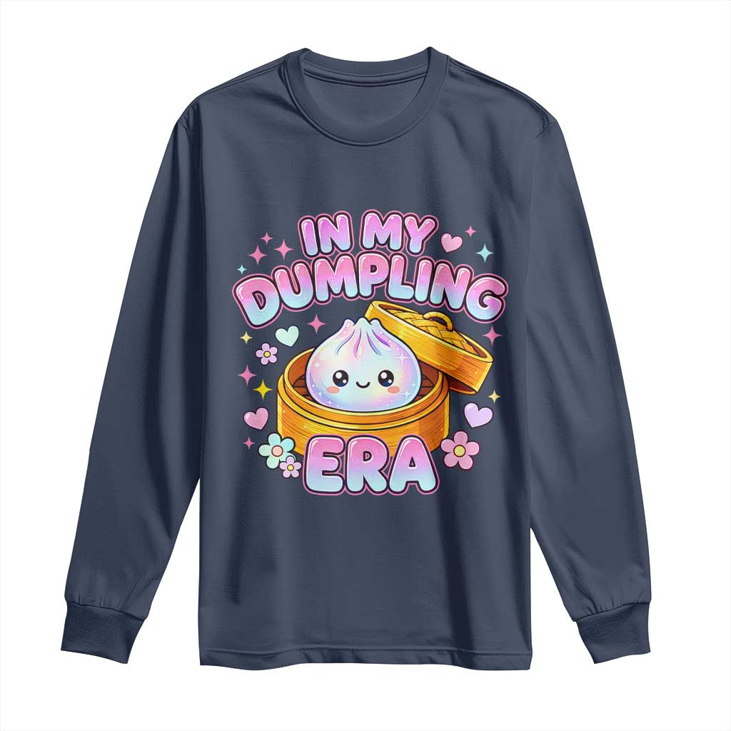 In My Dumpling Era Kawaii Pastel Graphic Long Sleeve Shirt Retro Groovy Glitter Bao Steamer Basket