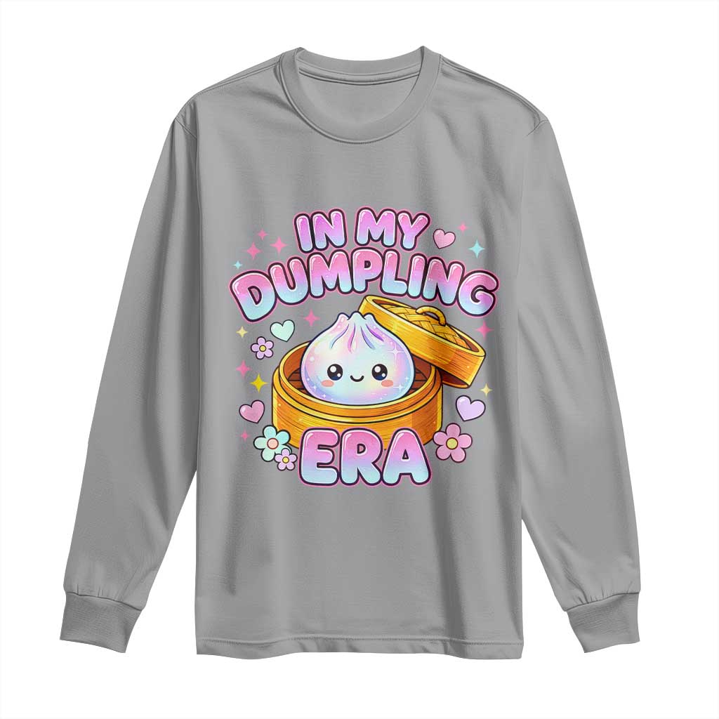 In My Dumpling Era Kawaii Pastel Graphic Long Sleeve Shirt Retro Groovy Glitter Bao Steamer Basket