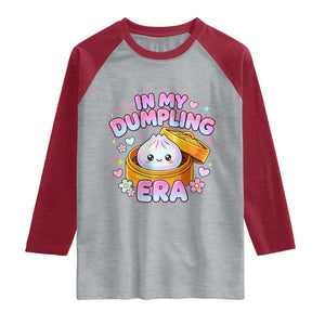 In My Dumpling Era Kawaii Pastel Graphic Raglan Shirt Retro Groovy Glitter Bao Steamer Basket
