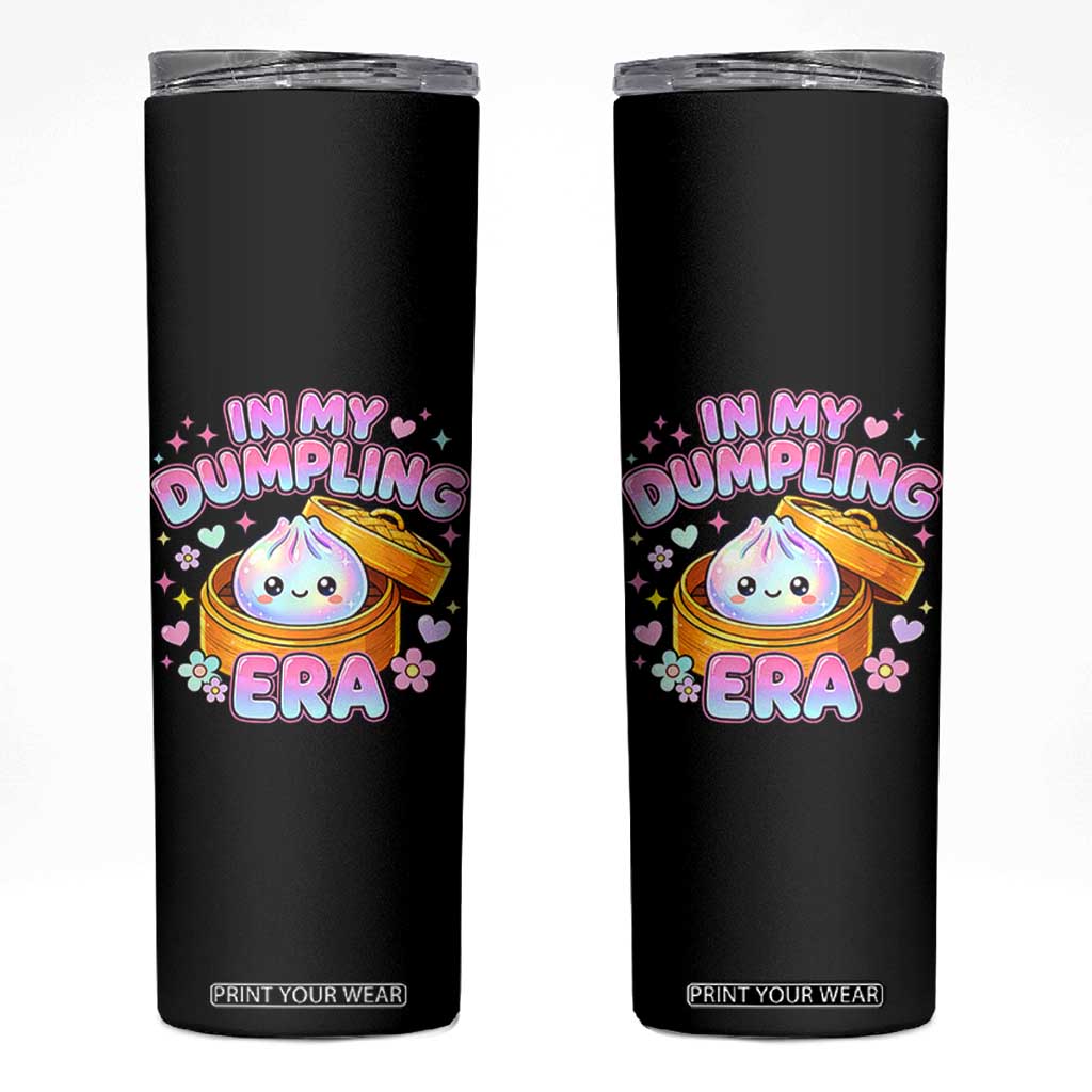 In My Dumpling Era Kawaii Pastel Graphic Skinny Tumbler Retro Groovy Glitter Bao Steamer Basket