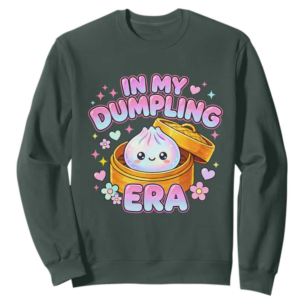 In My Dumpling Era Kawaii Pastel Graphic Sweatshirt Retro Groovy Glitter Bao Steamer Basket