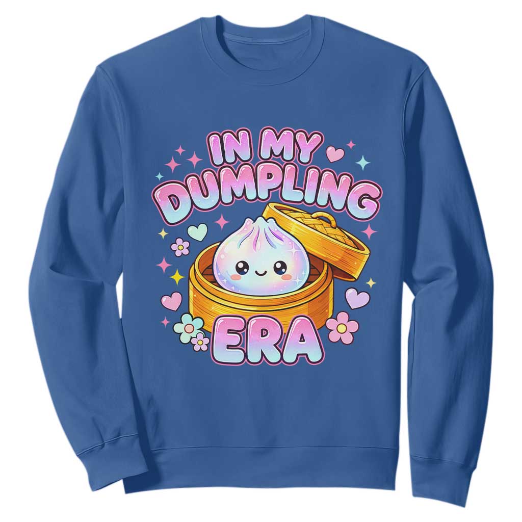 In My Dumpling Era Kawaii Pastel Graphic Sweatshirt Retro Groovy Glitter Bao Steamer Basket