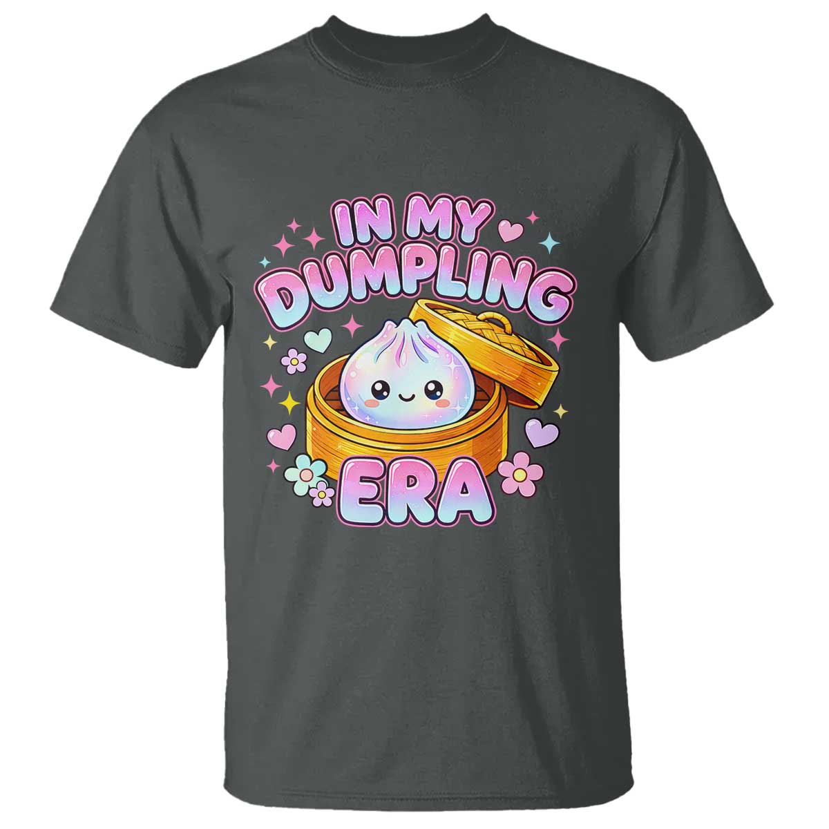 In My Dumpling Era Kawaii Pastel Graphic T Shirt Retro Groovy Glitter Bao Steamer Basket