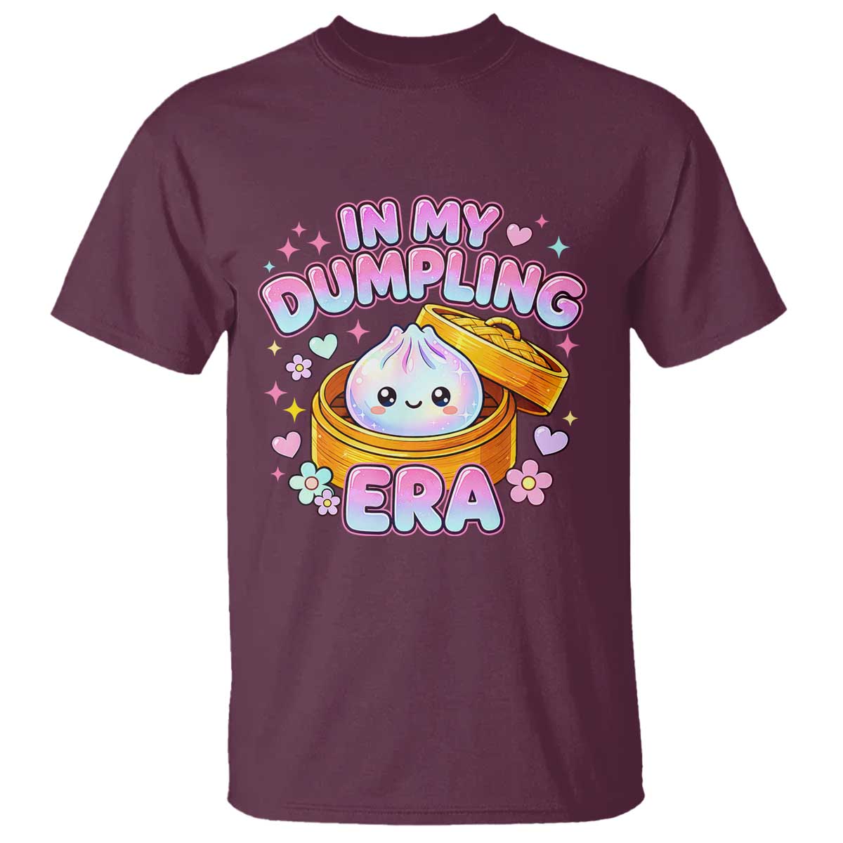 In My Dumpling Era Kawaii Pastel Graphic T Shirt Retro Groovy Glitter Bao Steamer Basket
