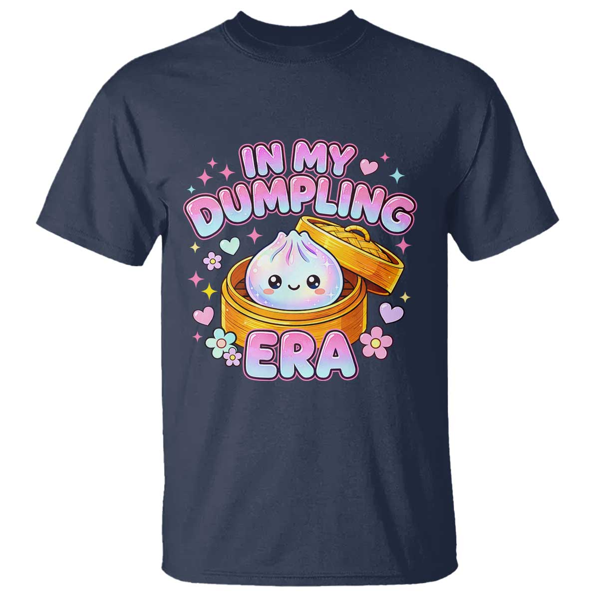 In My Dumpling Era Kawaii Pastel Graphic T Shirt Retro Groovy Glitter Bao Steamer Basket